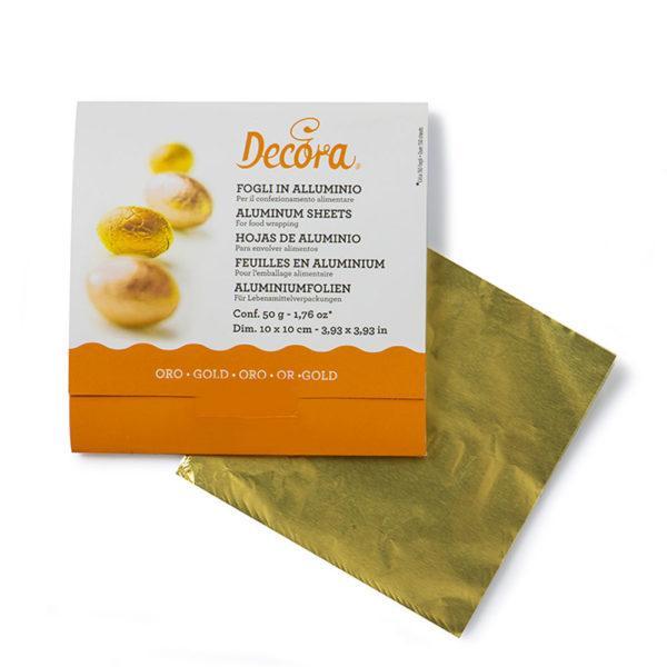 Guld Aluminiumsark 10x10 cm – 150 stk til Chokoladeæsker