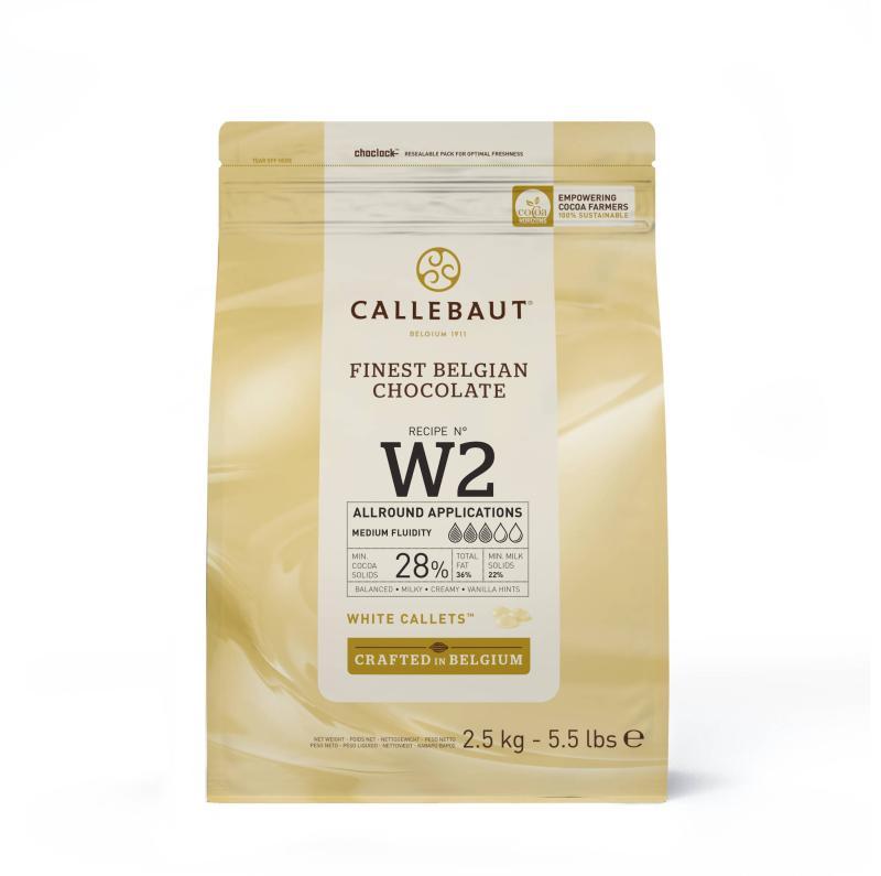 Callebaut Hvid Chokolade Callets W2 - 2,5 kg tilbud!