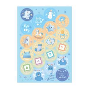 Dekora Baby Shower Dreng Kageprint Ø3,5 cm - Tilbud!