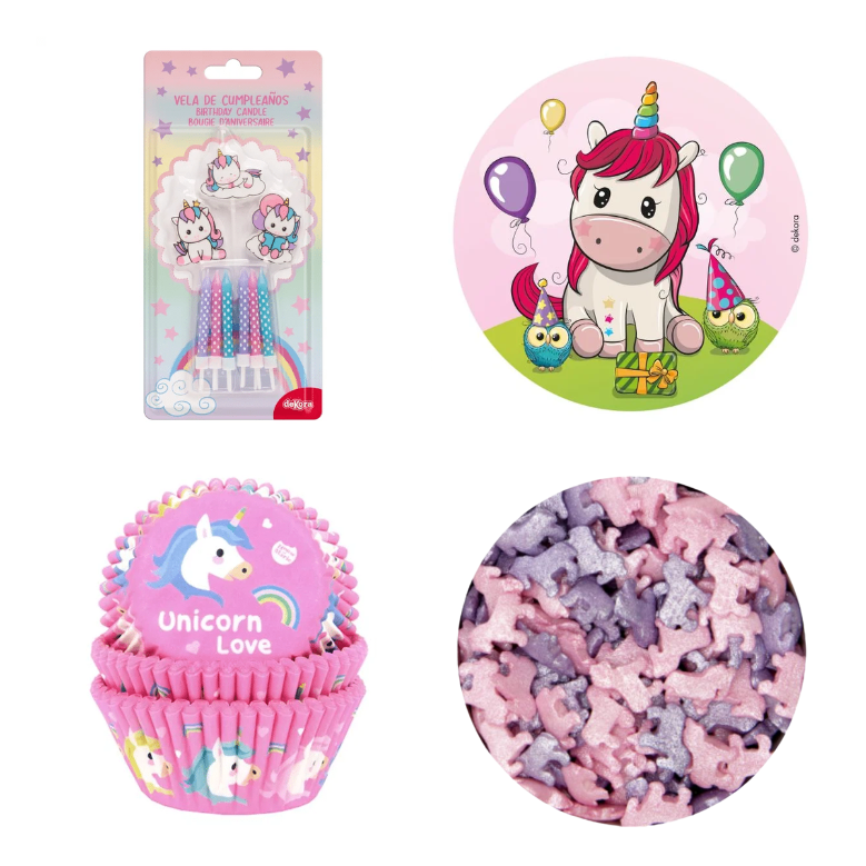 Sukkerfri Vaffelpapir til Kager - Enhjørninge Ø20 cm