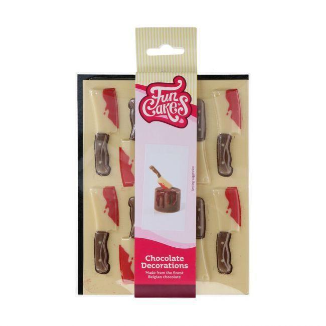 Funcakes Halloween Chokolade Deko "Blodige Knive" 10 Stk