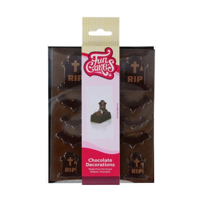Funcakes Halloween Chokolade Dekorationer - Gravpladser 12 Stk