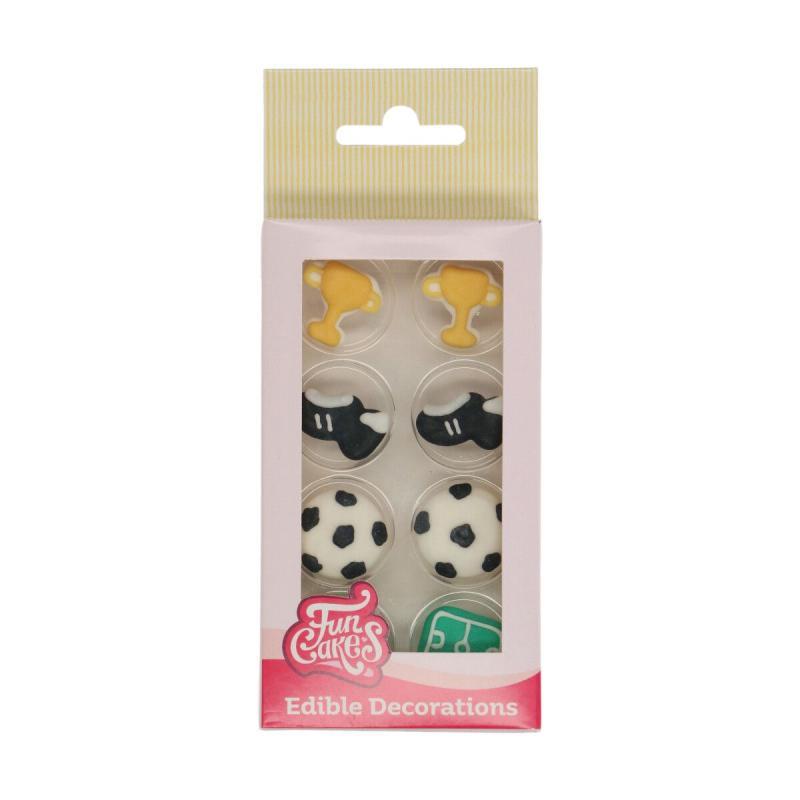 Funcakes Fodbold Sukkerdekorationer - 8 stk. til fest!