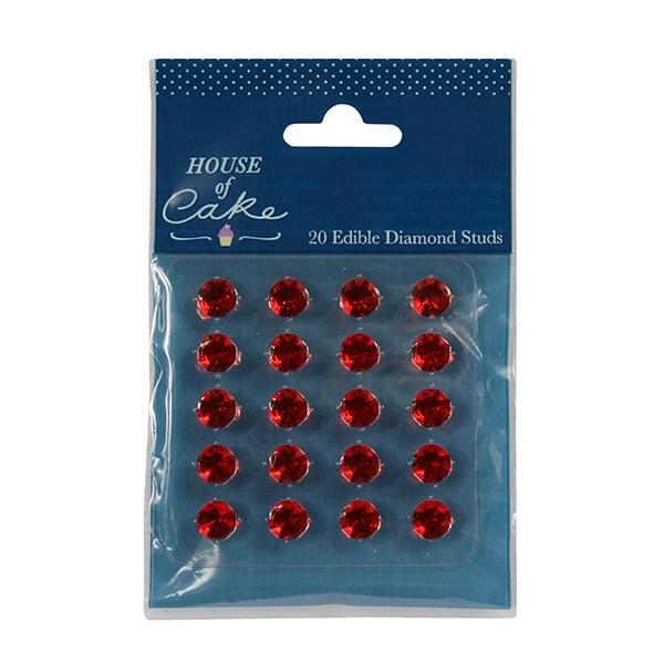 Rubinrøde Jelly Diamanter - 20 Stk til Kager og Muffins
