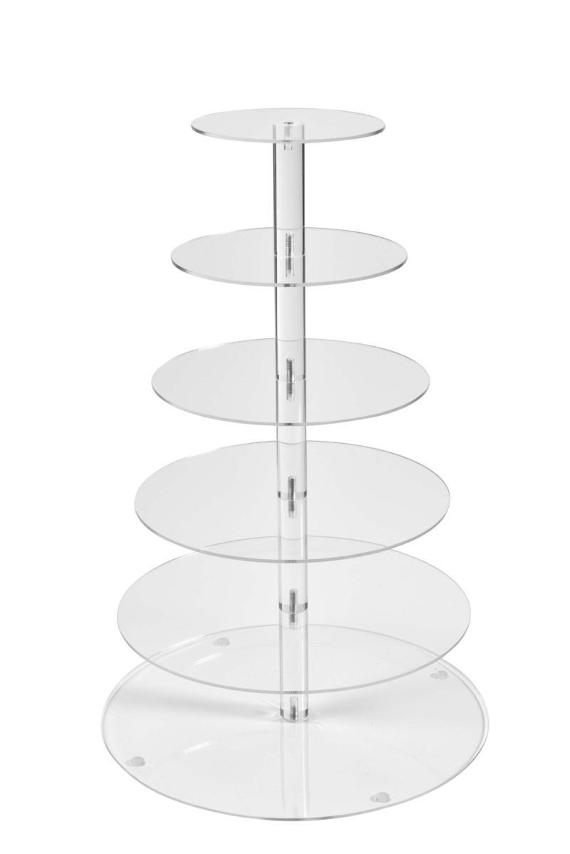 Kageopsats i Akryl med 6 Etager - Perfekt til Desserter