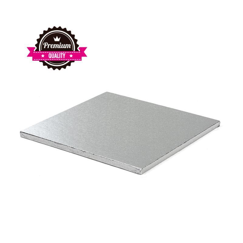 Sølv Kageplade - Kvadratisk 40 cm, Premium Kvalitet