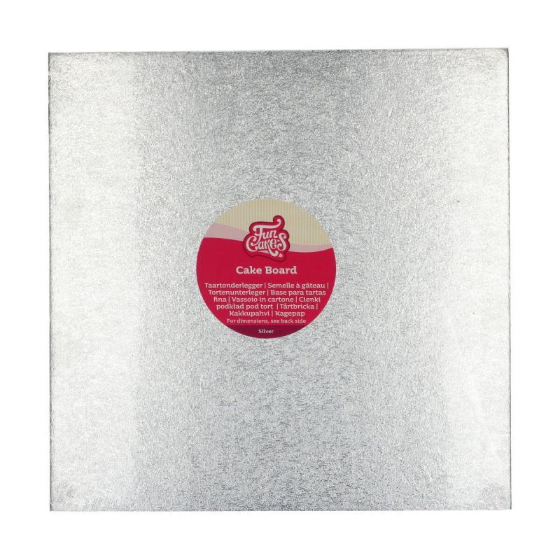 Kageplade i Sølv - Kvadratisk 33x33 cm - Tyk 0,4 cm