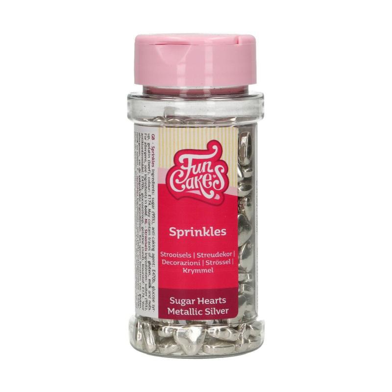 Metallic Sølv Hjerter - Kagepynt Krymmel 80 G