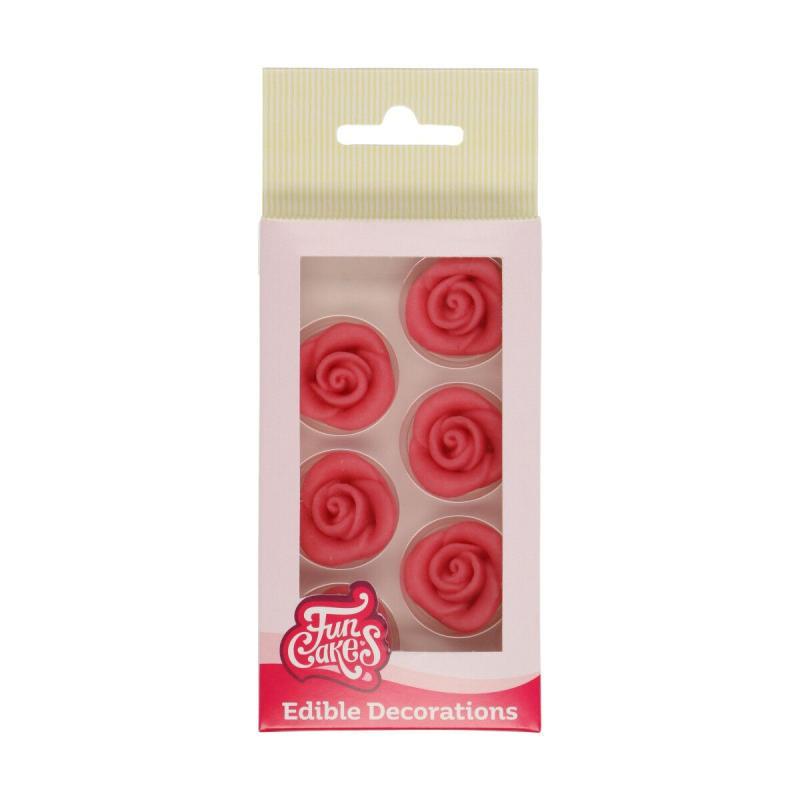 Marcipan Roser i Pink - 6 Stk fra FunCakes