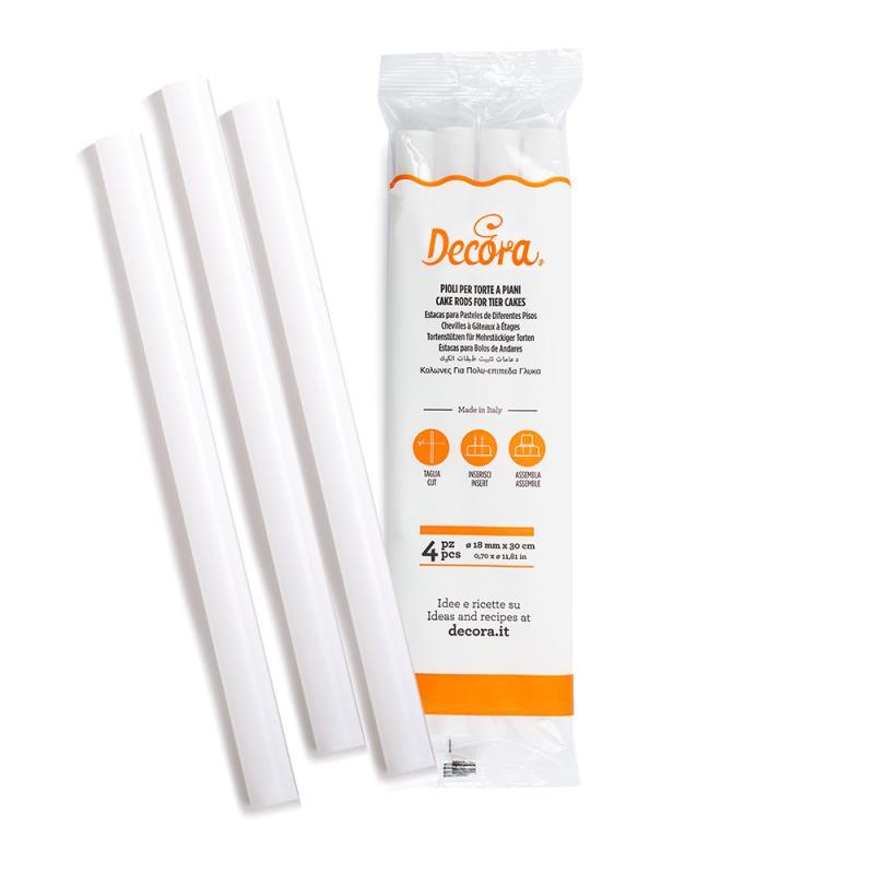 Plastpinde til Kageopbygning - 4 stk, 30 cm stabilitet