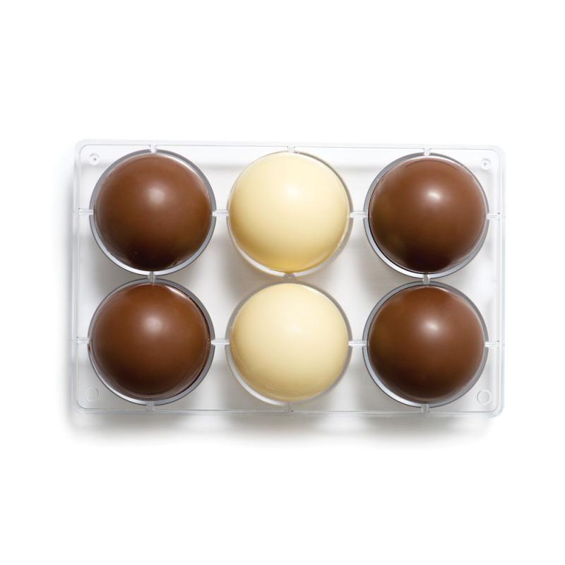 Professionel Polycarbonat Chokoladeform - Halvkugle Ø7,5 cm