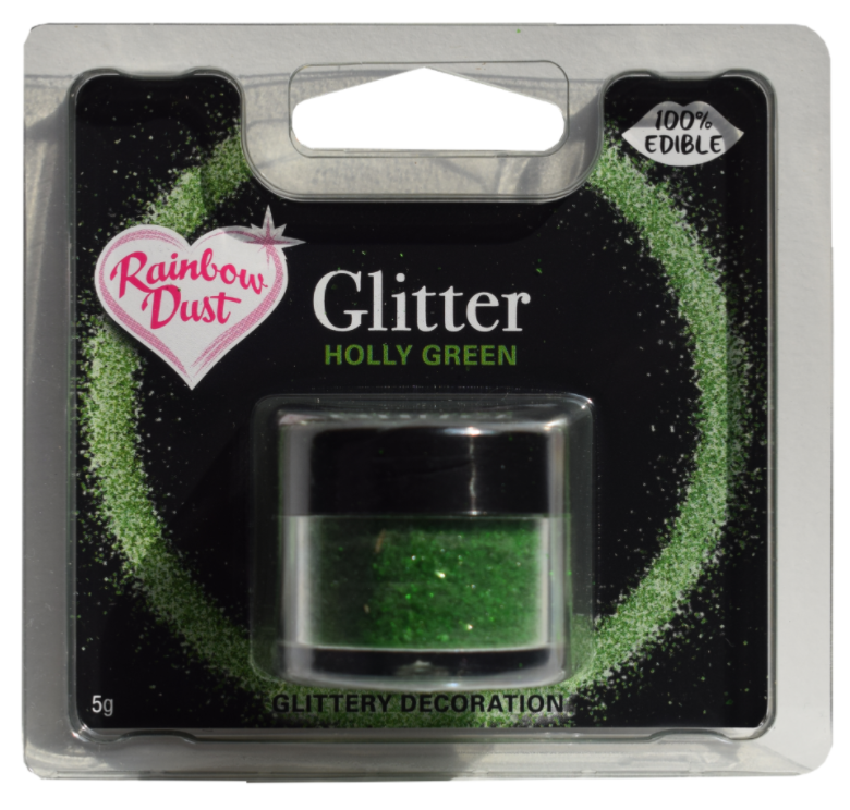 Spiseligt Glimmer Holly Green - Rainbow Dust 5 G