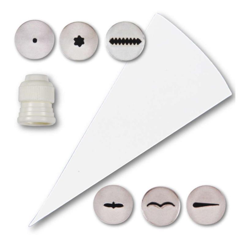 Sprøjtepose og Tyller Sæt - 8 Dele Til Kagedekoration