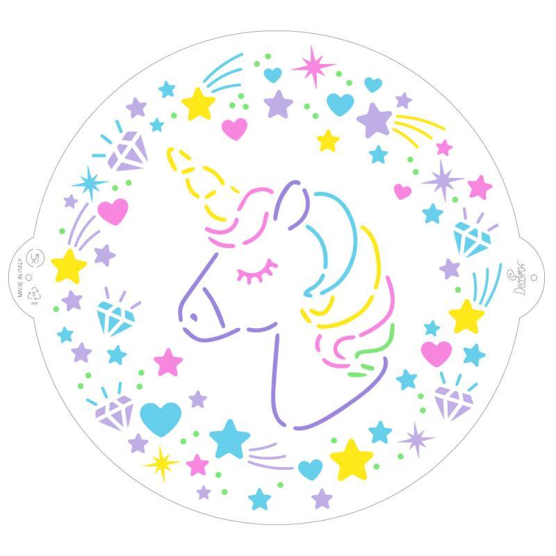 Stencils til Kager - Enhjørning Ø25 Cm til Kreativ Bagning