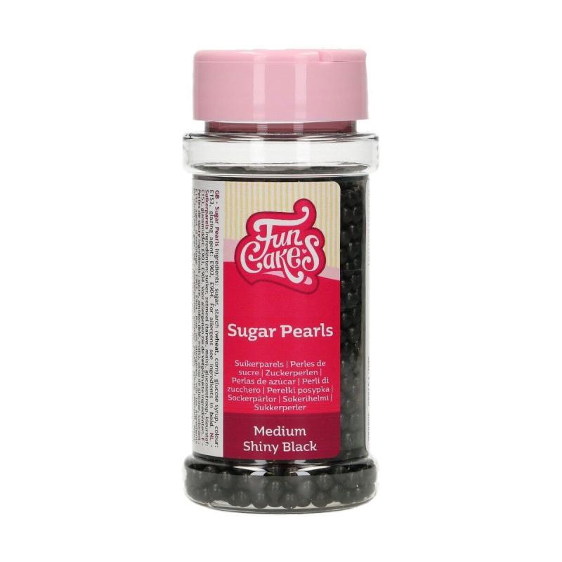 Sukkerperler Medium Skinnende Sort 80 G - Elegant Pynt