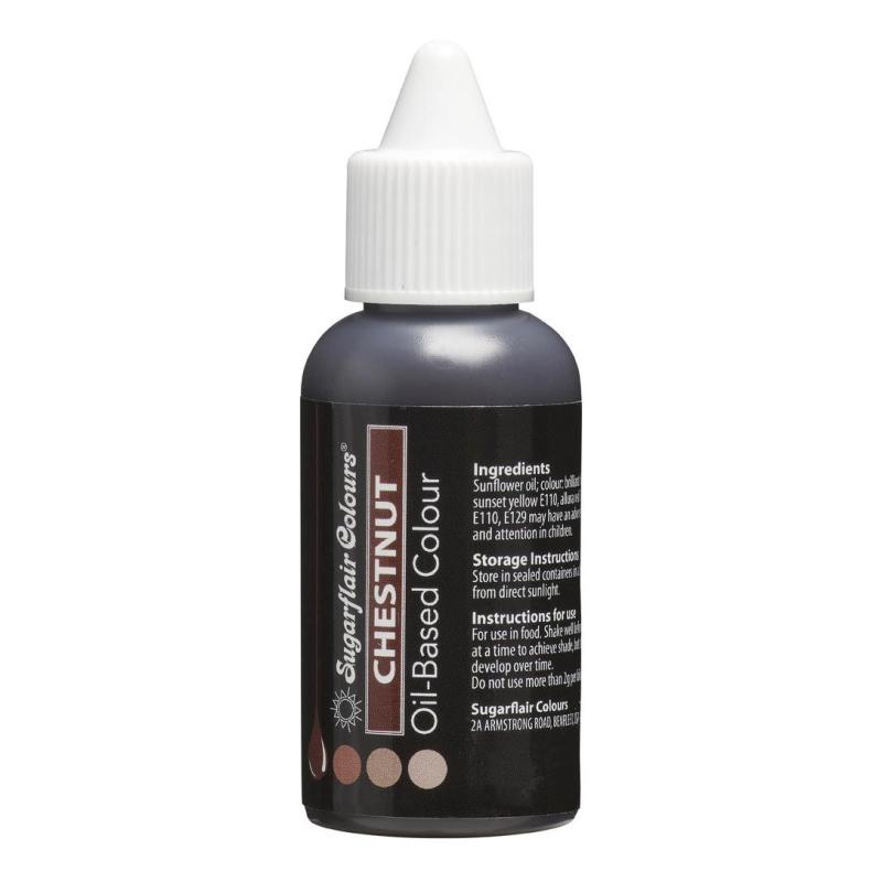 Sugarflair Oliebaseret Farve - Kastanje 30 Ml