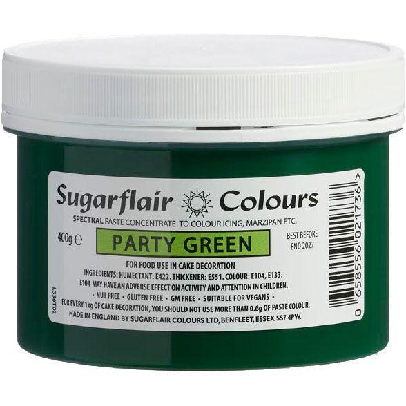 Sugarflair Pastafarve Party Green 400g - Ideel til Bagning