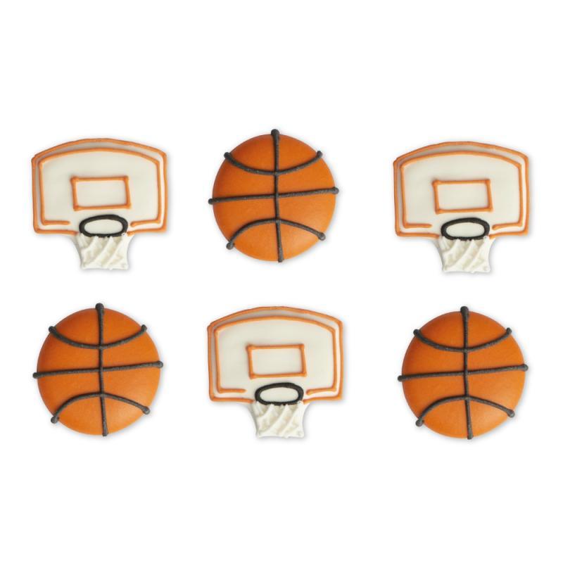 Sukkerdekorationer til Basketball - 6 Stk Festligt Pynt