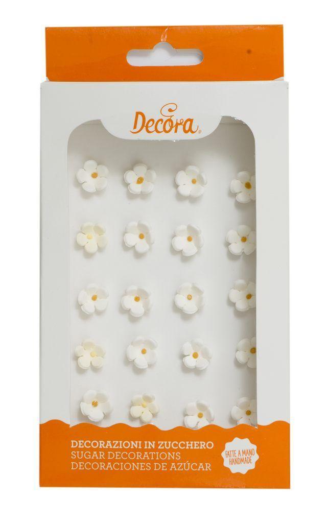 Sukkerdekoration med Hvide Blomster - 30 Stk til Kager