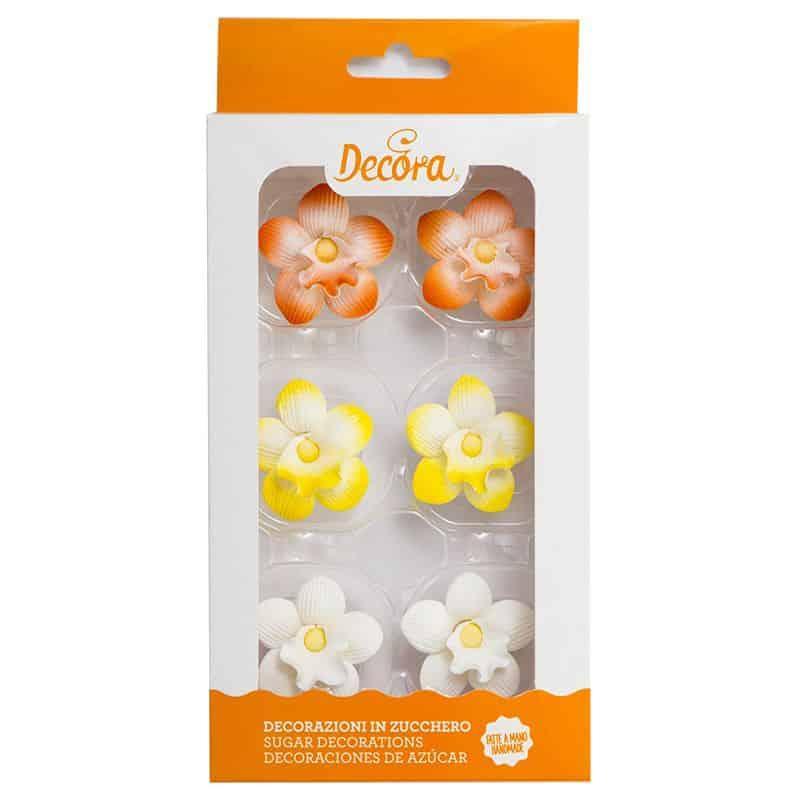 Mini Orkideer Sukkerdekoration 6 Stk – Elegant Bagværkspynt