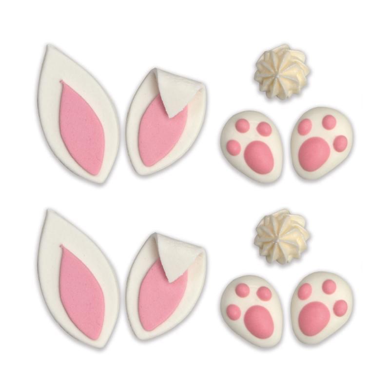 Sukkerdekorationer til Kager – Kanin 10 Dele Sæt