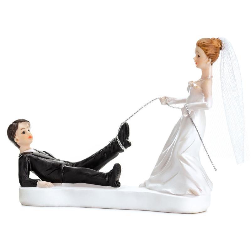 Topfigur til Kage - Brudepar Nygift med Reb 13 cm