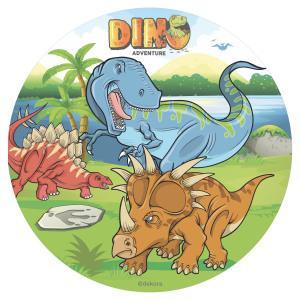 Sukkerfrit Vaffelpapir med Dinosaurer Ø20 cm - Sjov Bagning!