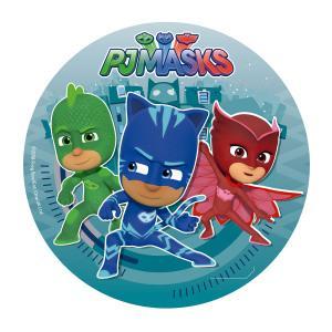 Pj Masks Sukkerfri Vaffelpapir med 3 Figurer - Ø20 cm