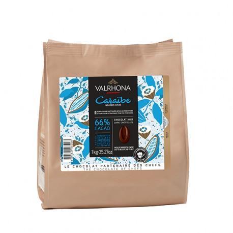 Valrhona Feves Caraibe 66% Mørk Chokolade 1 Kg - Luksus til Bagning