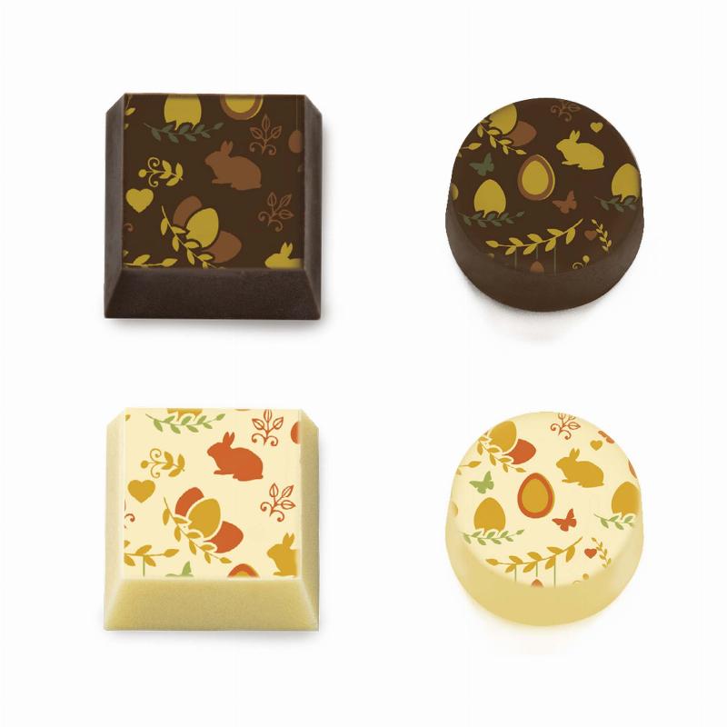 Chokolade Transfer - Farverig Påskeæg Kanin 2 Ark