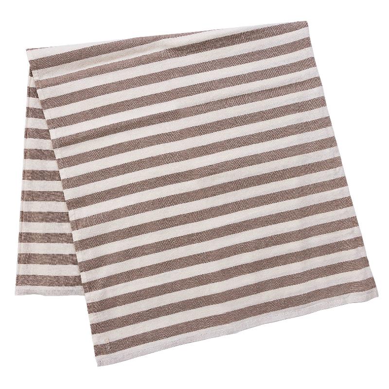 Bredstribet Hvid Dug 145x300 cm – Ideel til Festlige Anledninger