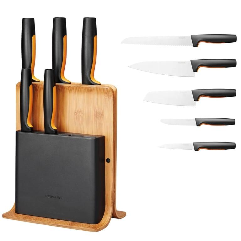Fiskars Knivblok i Bambus med 5 Essentielle Knive
