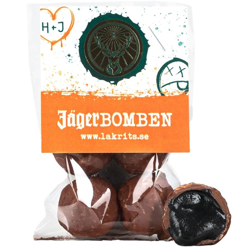 Jägerbomben – Mælkechokoladepraliné med lakrids og Jägermeister