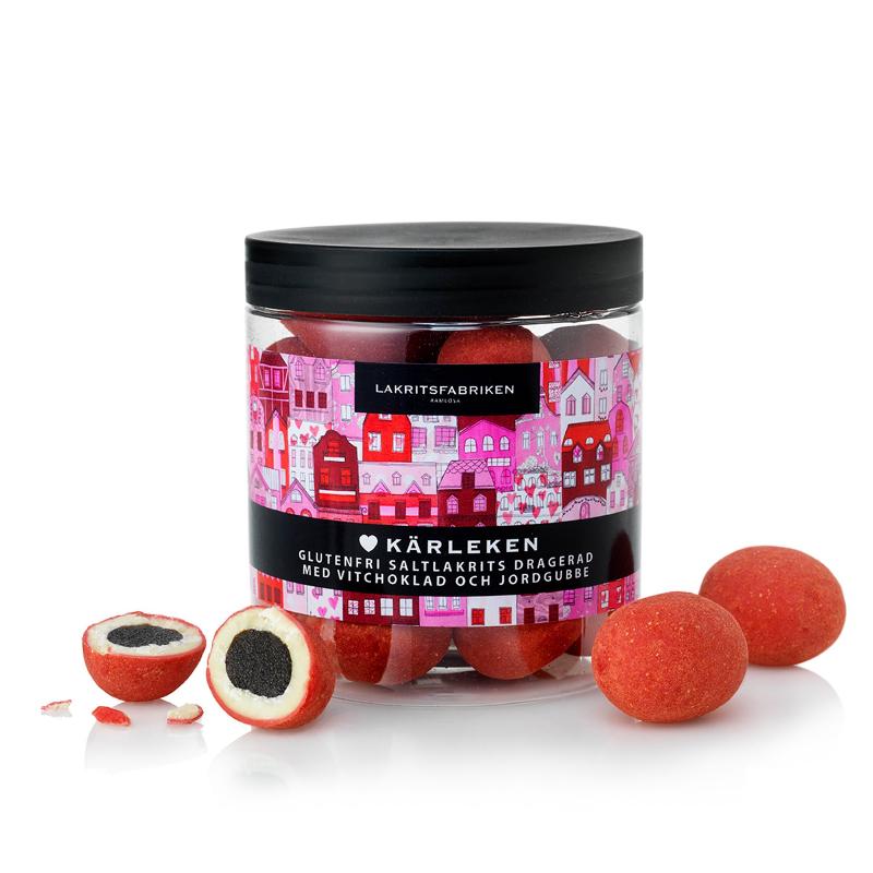 Kærligheden 150 G – Lakrids med Hvid Chokolade & Jordbær