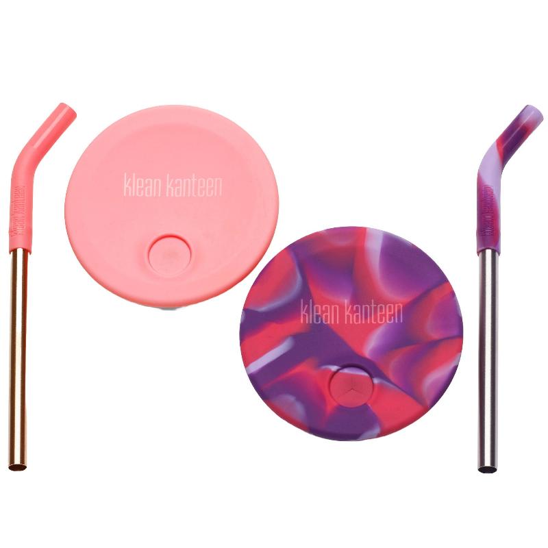 Børnevenlige sugerørslåg i pink tie dye – 2 stk.