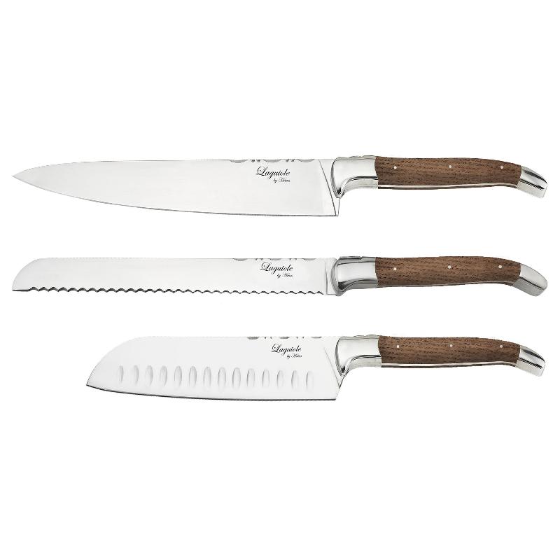 Eksklusivt Knivsæt i Eg - 3 Dele fra Laguiole By Haws