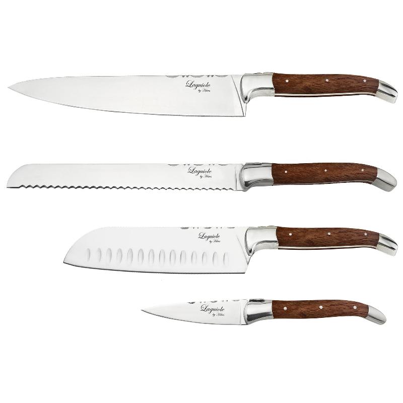 Elegant Rosenwood Knivsæt – 4 Dele fra Laguiole
