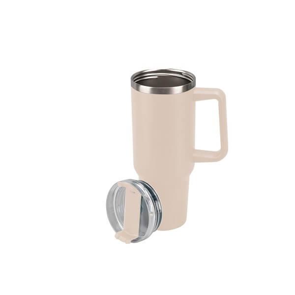 Olsenhome Termokop med Sugerør 1200ml Beige - Perfekt til Rejser