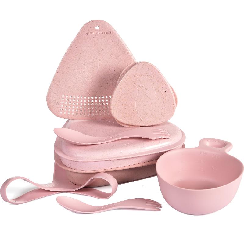 Udendørs Madkasse Sæt - Dusty Pink til Camping og Picnic