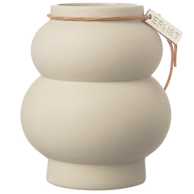 Elegant Beige Kurvig Vase – Stilfuld Indretning til Hjemmet