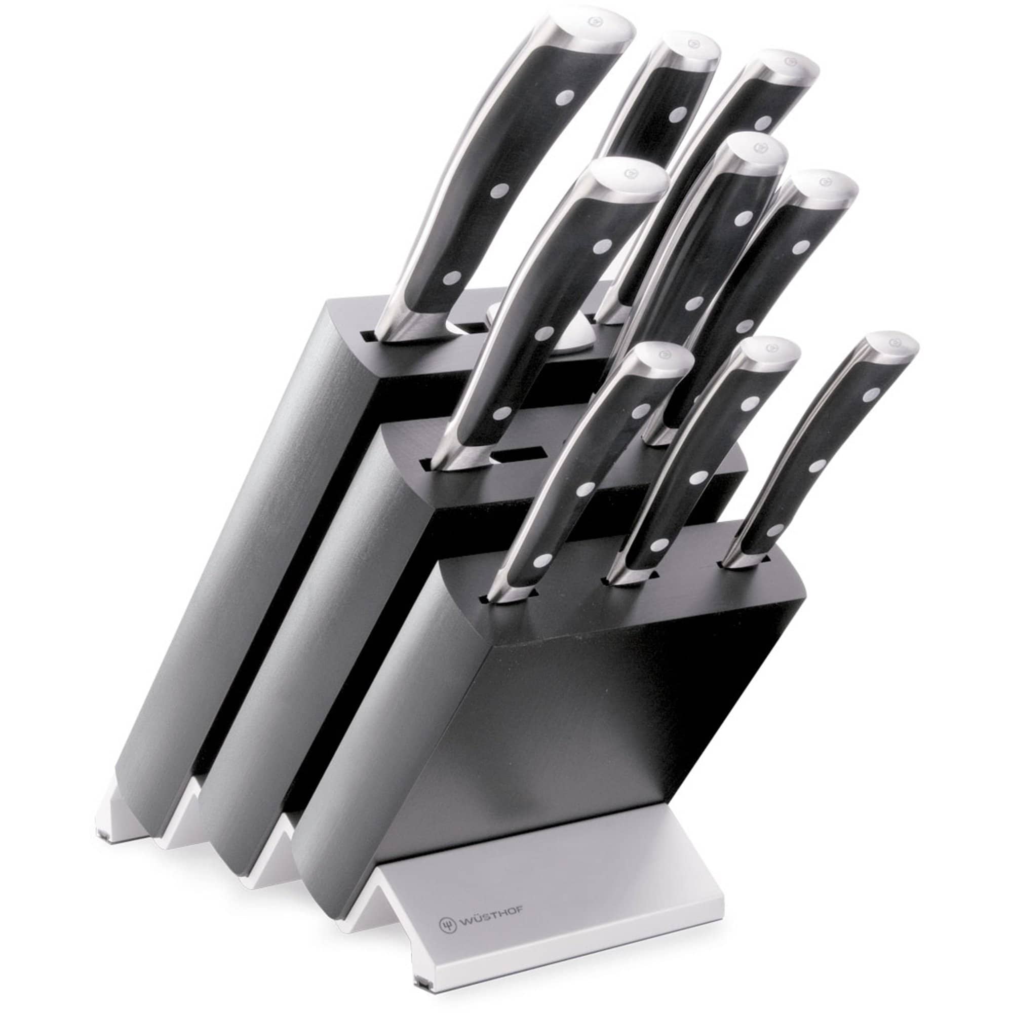 Wüsthof Classic Ikon Knivblok med 9 Knive - Sort Elegance