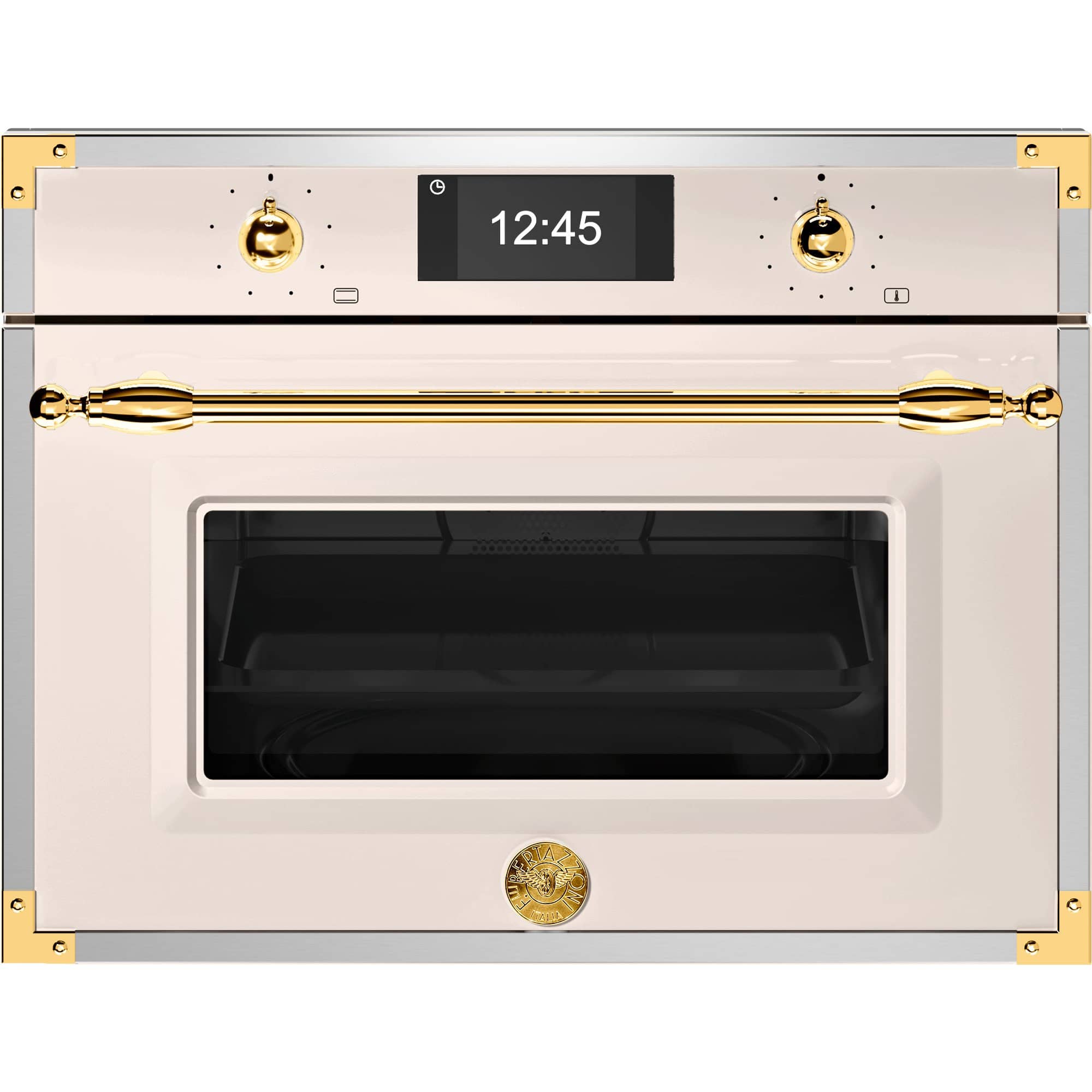 Bertazzoni Kombiovn med Mikro i Elfenbenshvid og Guld