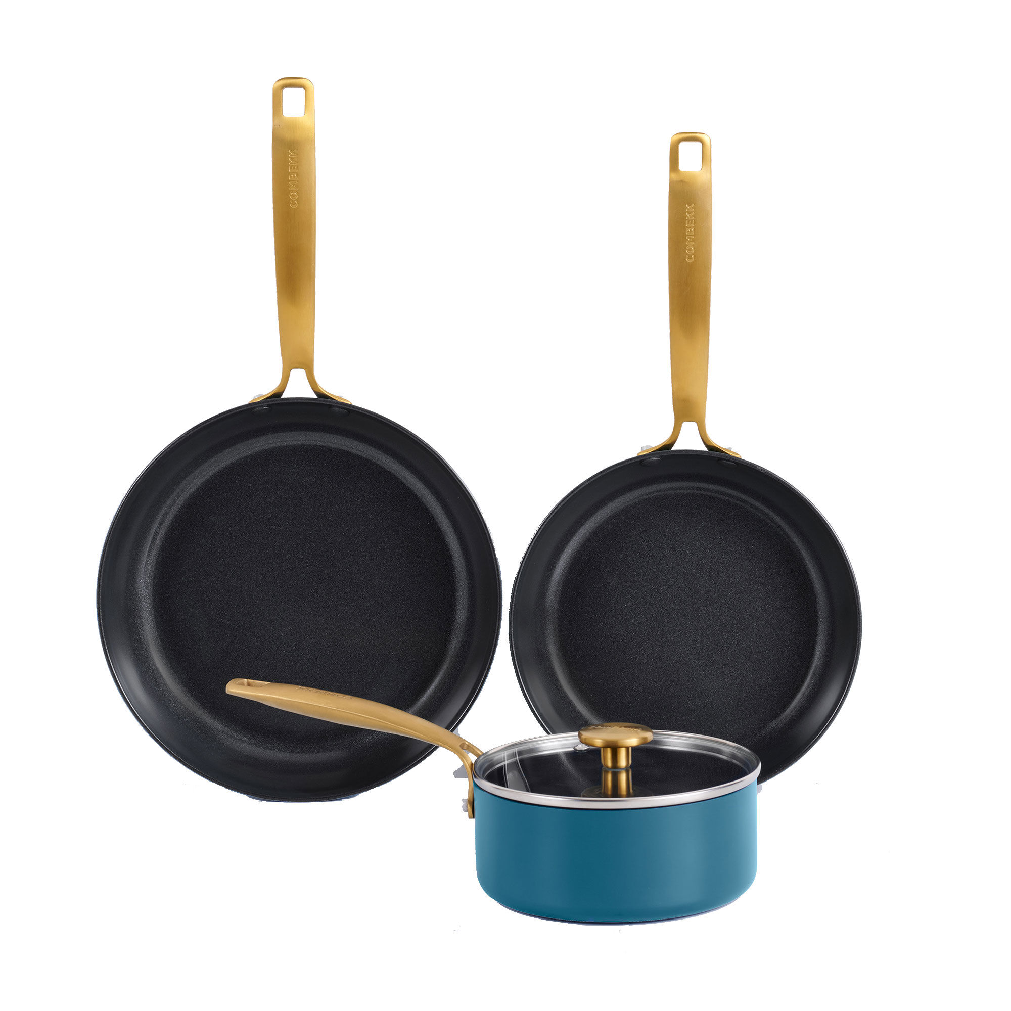 Combekk Stegepande  Og Kasserolle 4 Dele  Blå