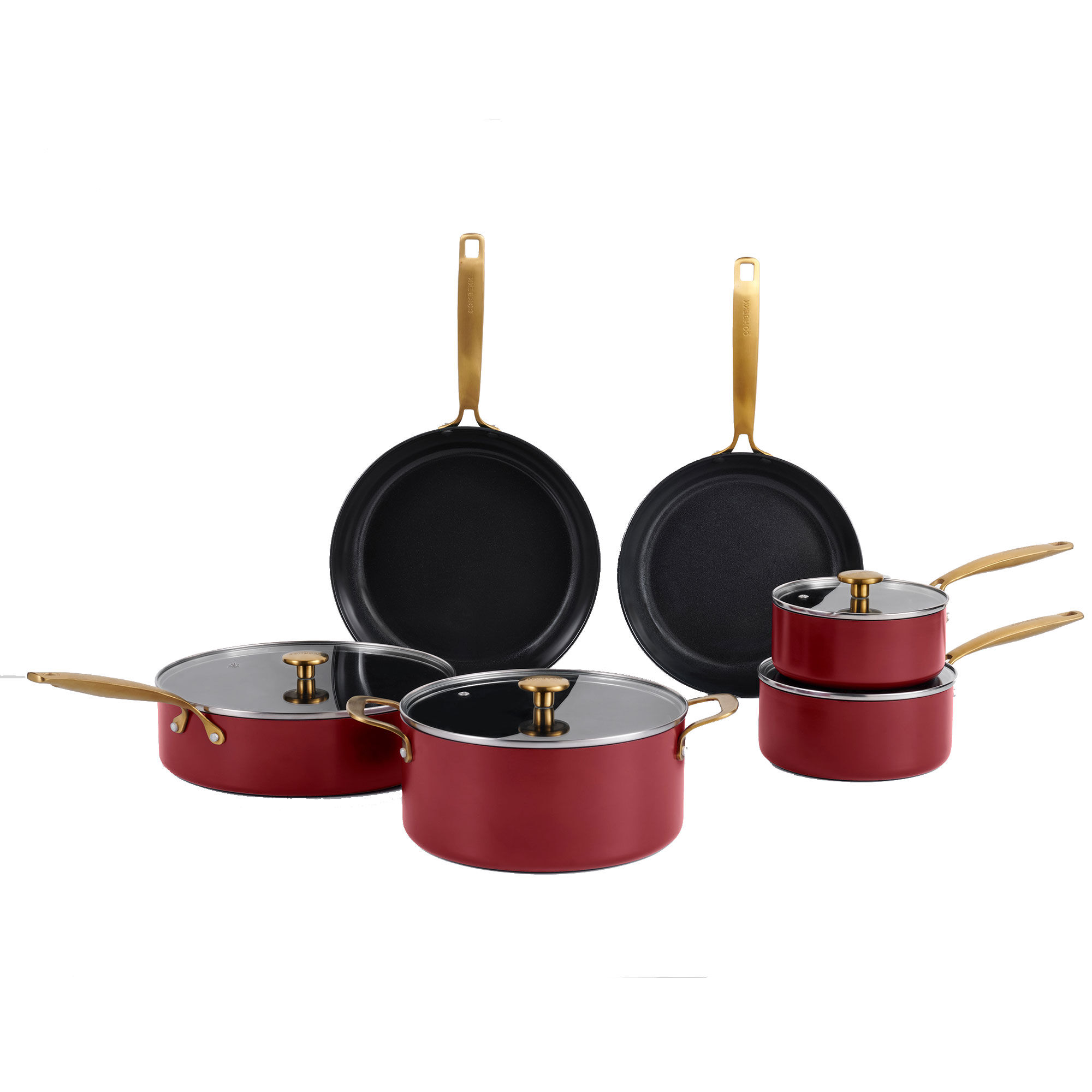 Combekk Stegepande  Og Kasserollesæt 10 Dele  Bordeaux