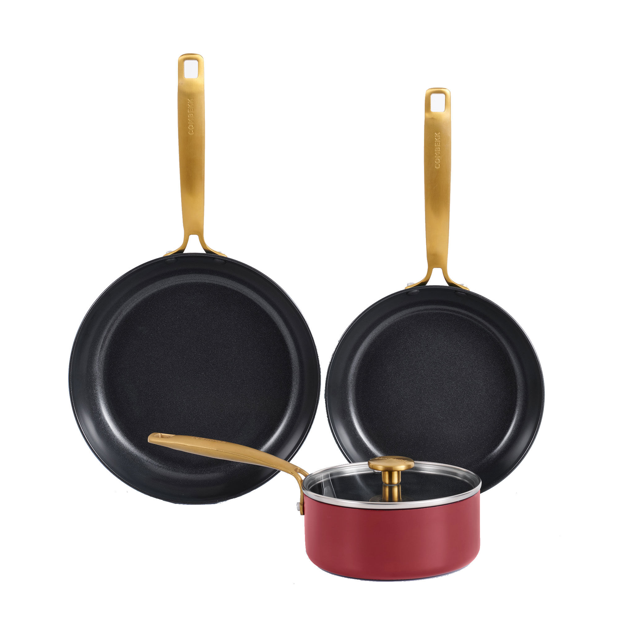 Combekk Stegepande  Og Kasserollesæt 4 Dele  Bordeaux