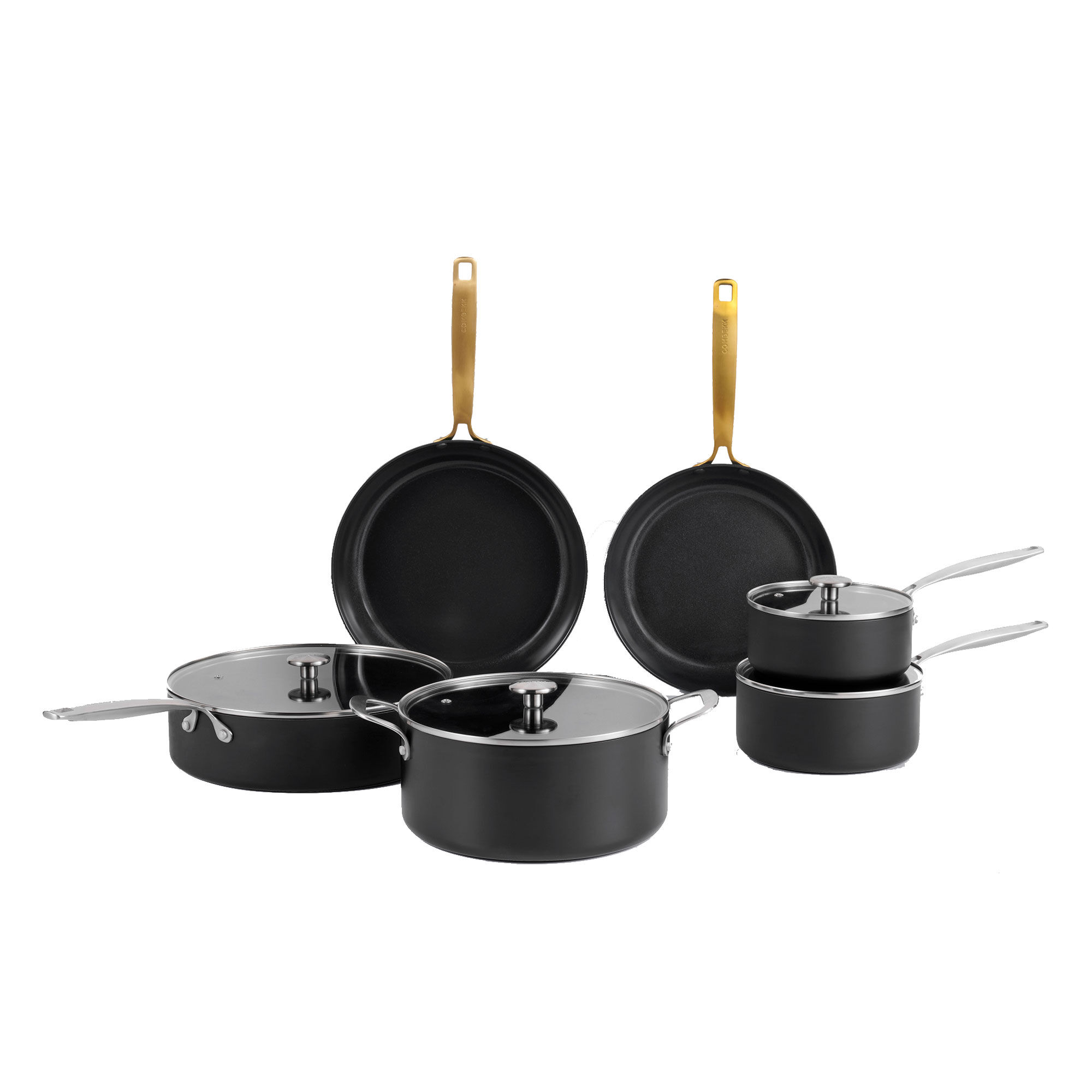 Combekk Stegepande  Og Kasserollesæt 10 Dele  Sort