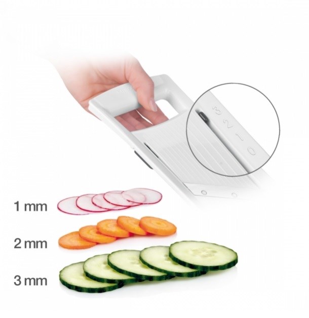 Mandolinjern Med Justerbar Snitte Tykkelse Fra Tescoma   Billig Fragt